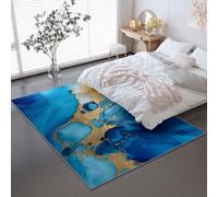 Tapis Art Vagues Textures Imprimé -Tapis de Convient aux Adultes et aux Enfants, Bleu Flanelle Douce Lavable Antidérapant und Confortable pour Salon ou Bureau 50 x 80 cm