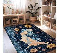 Tapis artistique vintage avec drapeau tournesol d'été bleu à poils courts en éponge pour salon, chambre à coucher, dortoir, cuisine, décoration 1,2 x 1,8 m