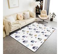 Tapis astronaute - Tapis d'intérieur antidérapant et absorbant sur le thème de l'espace - Motif planètes de fusée de dessin animé - 1,4 x 1,9 m (rectangulaire)