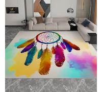 Tapis Attrape rêves Plume onirique, Multicolore Moquette Poils Courts Doux Tapis de Porte Lavable antidérapant pour la Maison Salon Restaurant Chambre Cuisine - Chambre de Jeu (180 × 240 cm)