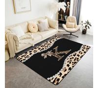 Tapis avec lettre initiale K, 1,5 x 1,8 m, imprimé léopard, ne perd pas ses poils pour chambre à coucher, salle de jeux, table de chevet, guépard africain, nœud décoratif, tapis de sol d'intérieur