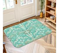 Tapis avec motif vagues - Tapis côtier décontracté avec étoiles de mer et coquillages - Turquoise - Antidérapant - Tapis rectangulaire qui ne perd pas ses poils - Décoration pour entrée, salle de bain