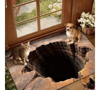 Tapis avec trou 3D réaliste - Illusion d'optique - Tapis amusant sans fond absorbant et antidérapant pour salle de bain, salon, salle de jeux, entrée, porte d'entrée, intérieur et extérieur K