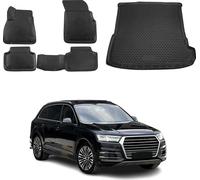 Tapis & bac de coffre Set pour Audi Q7 4M 2015-2025 Caoutchouc TPE Noir 5x