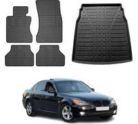 Tapis & bac de coffre Set pour BMW Série 5 E60 2001-2010 Caoutchouc TPE Noir 5x