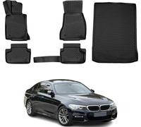 Tapis & bac de coffre Set pour BMW Série 5 G30 2017-2024 Caoutchouc TPE Noir 5x