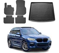 Tapis & bac de coffre Set pour BMW X3 G01 2017-2024 Caoutchouc noir 5x