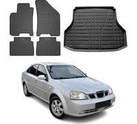 Tapis & bac de coffre Set pour Chevrolet Lacetti 2003-2011 Caoutchouc noir 5x