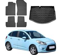 Tapis & bac de coffre Set pour Citroen C3 bicorps 2009-2016 Caoutchouc 5x