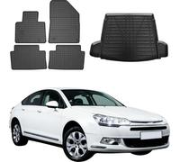 Tapis & bac de coffre Set pour Citroen C5 2008-2017 Caoutchouc TPE Noir 5x