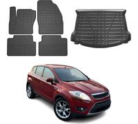 Tapis & bac de coffre Set pour Ford Kuga 2008-2012 Caoutchouc TPE Noir 5x