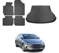 Tapis & bac de coffre Set pour Hyundai Elantra 2010-2015 Caoutchouc noir 5x