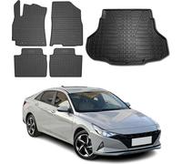 Tapis & bac de coffre Set pour Hyundai Elantra 2020-2025 Caoutchouc noir 5x