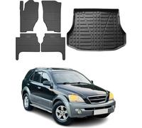 Tapis & bac de coffre Set pour Kia Sorento 2003-2009 Caoutchouc noir TPE 5x
