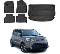 Tapis & bac de coffre Set pour Kia Soul 2015-2019 Caoutchouc TPE Noir 5x