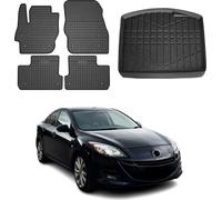 Tapis & bac de coffre Set pour Mazda 3 Stufenheck 2008-2014 Caoutchouc TPE 5x