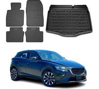 Tapis & bac de coffre Set pour Mazda CX-3 2015-2025 Caoutchouc Noir TPE 5x