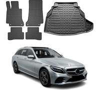 Tapis & bac de coffre Set pour Mercedes Classe C S205 2015-2025 Caoutchouc 5x