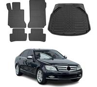 Tapis & bac de coffre Set pour Mercedes Classe C W204 2007-2015 Caoutchouc 5x