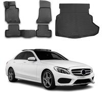 Tapis & bac de coffre Set pour Mercedes Classe C W205 2014-2021 TPE Noir