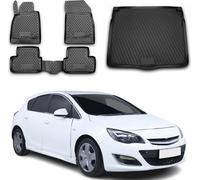 Tapis & bac de coffre Set pour Opel Astra J 2009-2015 Caoutchouc TPE Noir 5x