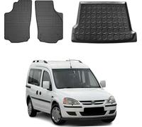 Tapis & bac de coffre Set pour Opel Combo 2001-2011 Caoutchouc TPE Noir 3x