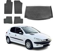 Tapis & bac de coffre Set pour Peugeot 206 bicorps 1999-2007 Caoutchouc 5x