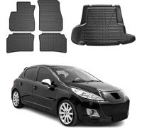 Tapis & bac de coffre Set pour Peugeot 206 Stufenheck 2007-2012 Caoutchouc 5x