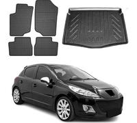 Tapis & bac de coffre Set pour Peugeot 207 break 2006-2012 Caoutchouc noir 5x