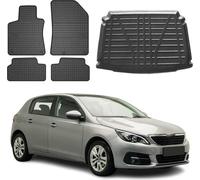 Tapis & bac de coffre Set pour Peugeot 308 2014-2021 Caoutchouc TPE Noir 5x