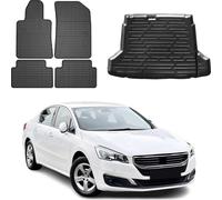 Tapis & bac de coffre Set pour Peugeot 508 2010-2018 Caoutchouc TPE Noir 5x