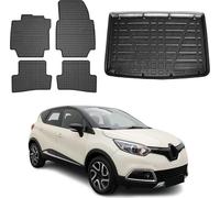 Tapis & bac de coffre Set pour Renault Captur 2013-2016 Caoutchouc noir 5x