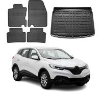 Tapis & bac de coffre Set pour Renault Kadjar 2015-2025 Caoutchouc noir 5x