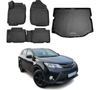 Tapis & bac de coffre Set pour Toyota RAV4 2013-2018 Caoutchouc TPE Noir 5x
