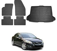 Tapis & bac de coffre Set pour Volvo C30 2006-2013 Caoutchouc TPE Noir 5x
