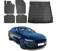 Tapis & bac de coffre Set pour Volvo S90 2016-2021 Caoutchouc TPE Noir 5x