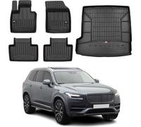 Tapis & bac de coffre Set pour Volvo XC90 2016-2025 Caoutchouc TPE Noir 5x