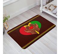 Tapis Bains 40X60Cm, Amour Rouge Brun Mois du Parti Afro-Américain Histoire De La Journée Noire Tapi De Sol D'Intérieur Durable Tapis Entree pour Entrée Salle De Bain Cuisine