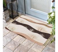 Tapis Bains Silhouette De Vague Abstraite Moderne À Rayures Beiges, Anti-Poussière Tapi De Sol D'Intérieur Lavable Tapis Entree 40X60Cm pour Intérieur Extérieur Chambre