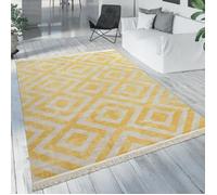 Tapis Balcon Jaune Terrasse Extérieur Style Scandinave Design Losanges Résistant Aux Intempéries Doux [80x150 cm]