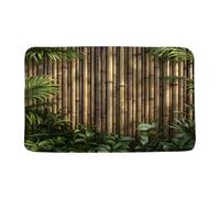 Tapis Bambou Feuilles Vertes Zen Plante Japonaise Spa Relax Home Tapis Anti-Poussière Durable Paillasson Décoratif D'Extérieur pour Entrée Chambre À Coucher 40X60Cm