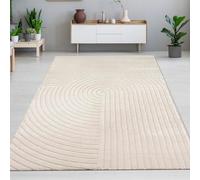 Tapis beige avec lignes courbes pour des espaces de vie élégants