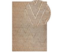 Tapis Beige en Jute 140 x 200 cm Moderne Fait Main Rustique à Motif Zigzag Daday