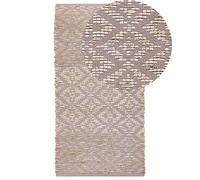 Tapis Beige et Rose en Coton 80 x 150 cm Rustique Fait Main à Motif Zigzag Gerze