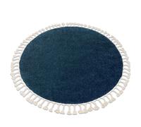 Tapis BERBER 9000 cercle bleu foncé Franges berbère marocain shaggy cercle 120 cm