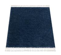 Tapis BERBER carré 9000 bleu foncé Franges berbère marocain shaggy 160x160 cm