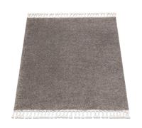 Tapis BERBER carré 9000 marron Franges berbère marocain shaggy 120x120 cm