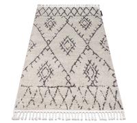 Tapis BERBER FEZ G0535 crème et marron Franges berbère marocain shaggy 200x290 cm