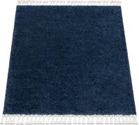 Tapis BERBER square 9000, bleu foncé - glands, Maroc Shaggy blue 160x160 cm