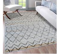 Tapis berbère 120x170 tissé motif ethnic ESSAOUER gris et noir